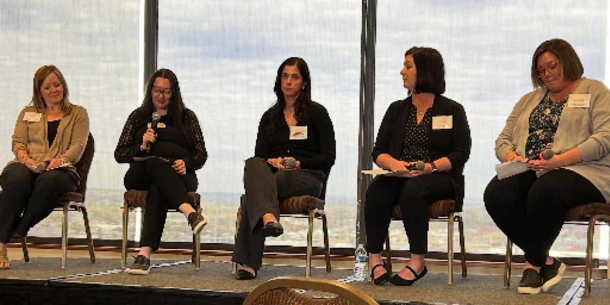 Top Photo (L to R): Michelle Shultheis (District 9), Sarah Acri (District 4A), Kayla Curry (District 4A), Angela Smith (District 9 PSC Coordinator), and Keirna Ostwald (District 4A YAC).