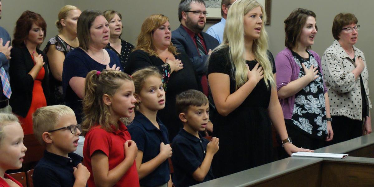 Chief Justice Heavican’s Summer Tour: Day Five, Visit One Reciting the Pledge in Boone County