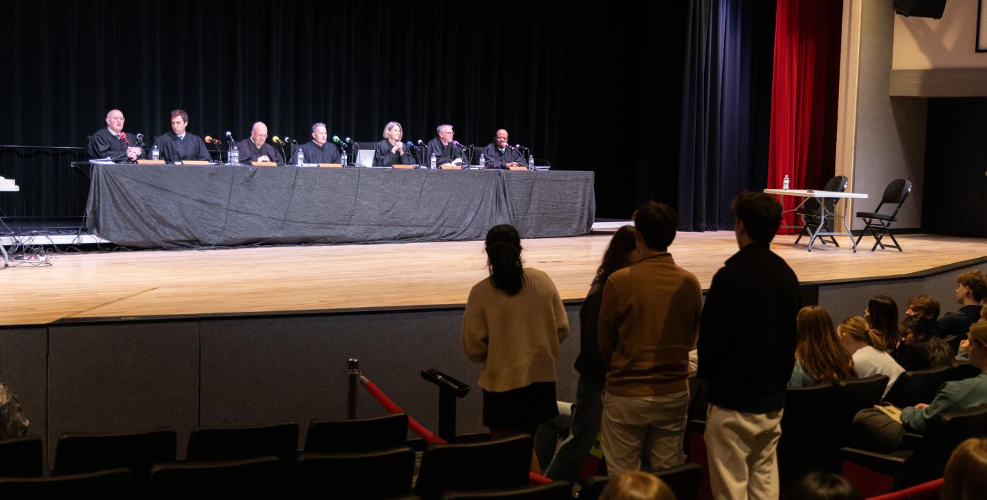 Students line up to ask questions