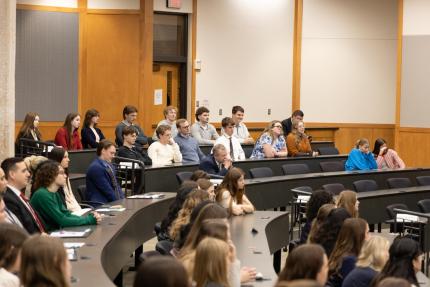 Students listening to oral arguments