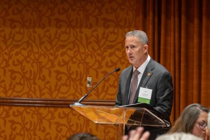 Chief Justice Funke addresses Nebraska judges.