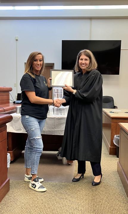 Judge Tina Marroquin and graduate Julie Albers