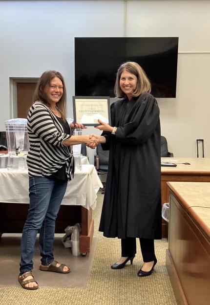 Judge Tina Marroquin and graduate Kristi Vandenberg