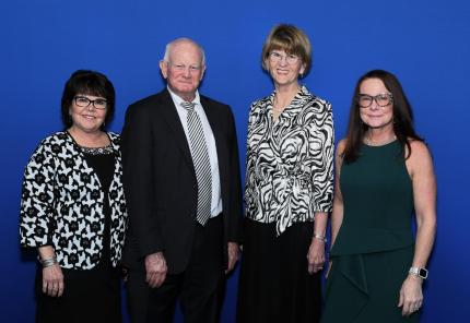 Photo: Judge Sheryl Lohaus, Omaha; retired Judge John Colborn, Lincoln; Nebraska State Bar Foundation Sharon Kresha; Judge Shelly Stratman, Omaha, attending the Bar Foundation awards dinner at the Holland Center in Omaha.