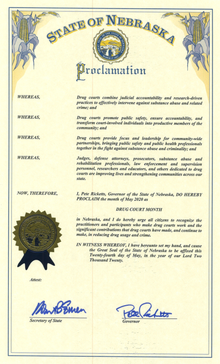 Governor Proclaims the Month of May as Drug Court Month