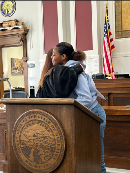 Photo Graduate Natayla, and Judge Shelly Stratman.