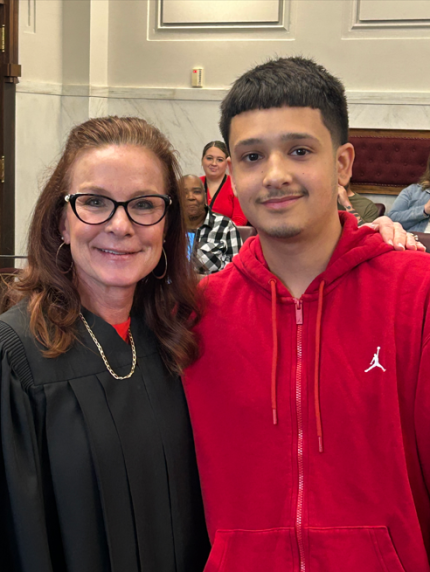 Judge Shelly Stratman with Graduate Gabriel.