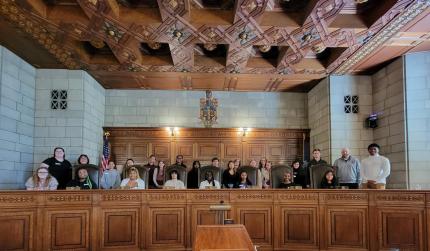 Students in a courtroom