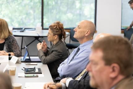 Judges Holly Parsley and Roger Heideman participate in discussion of emerging issues facing the Judicial Branch.