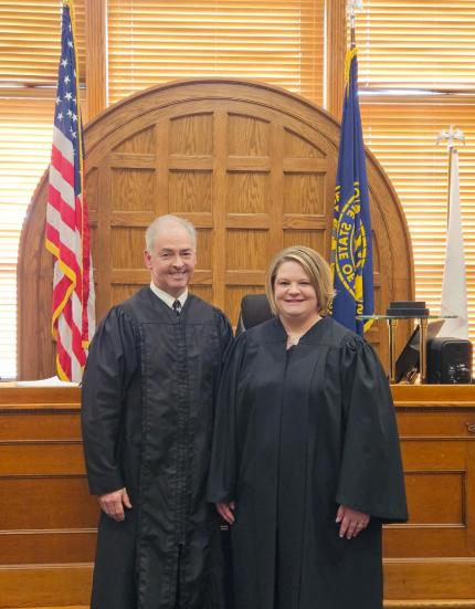  Judge Michael Burns and Hilary Roit.