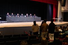 Students line up to ask questions