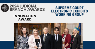 Photo, from left: Amy Prenda, Sherri Dennis, former Chief Justice Mike Heavican, Nate Liew, Sue Nieto and Mary Putnam.