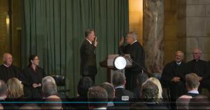 Chief Justice Jeffrey J. Funke and former Chief Justice Michael G. Heavican