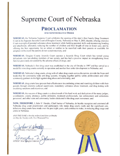•	First Family Drug Treatment Court Proclamation - Omaha